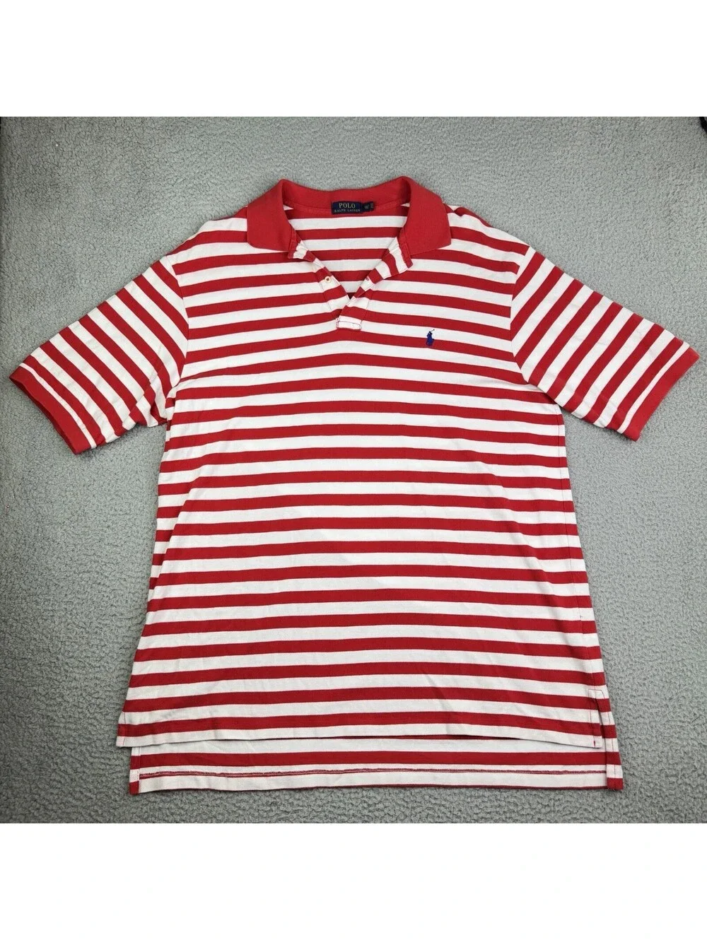 Polo Ralph Lauren Mens 2XLT Red White Striped Custom Slim Fit Polo Shirt Waldo